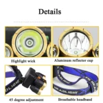 Large-Caliber Rechargeable LED Emergency Fishing Headlamp Strong Long-Shot Headlamp Head-Mounted Safety Miner Lamp - Image 5