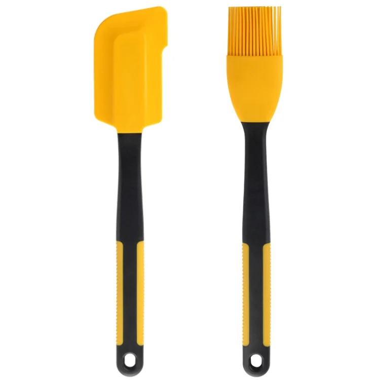 2 in 1 Baked Scraper High Temperature Resistance Silicone Butter Blade Cake Cream Smear Brush Set