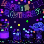 Fluorescent Party Decorations Fluorescent Letters Birthday Pull Flag Cake Insert Balloon Set - Image 2