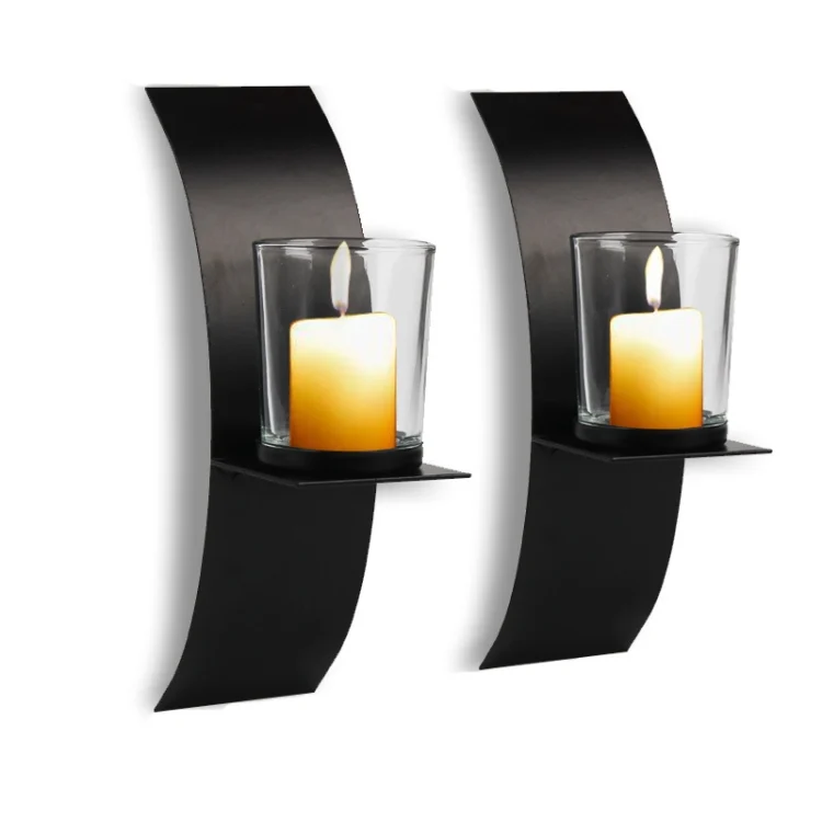TBD0572137301A.webp 2 PCS BS2001 Three-Dimensional Arc Wall Hanging Iron Candlestick Wall Decoration - Image 1