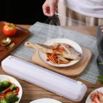 Suction Cup Type Cling Film Cutter Household Plastic Wrap Adjustable Storage Cutting Box - Image 2