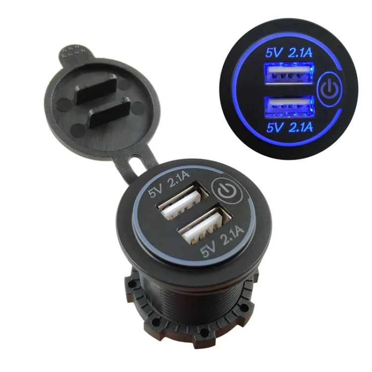 TBD0572166601A.webp Car Motorcycle Modified Charger Double Aperture 4.2A With Touch Switch USB Car Charge - Image 1