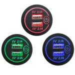 Car Motorcycle Modified Charger Double Aperture 4.2A With Touch Switch USB Car Charge - Image 2