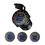 Car Motorcycle Ship Modified With Colorful Screen Display USB Dual QC3.0 Fast Charge Car Charger - Image 2