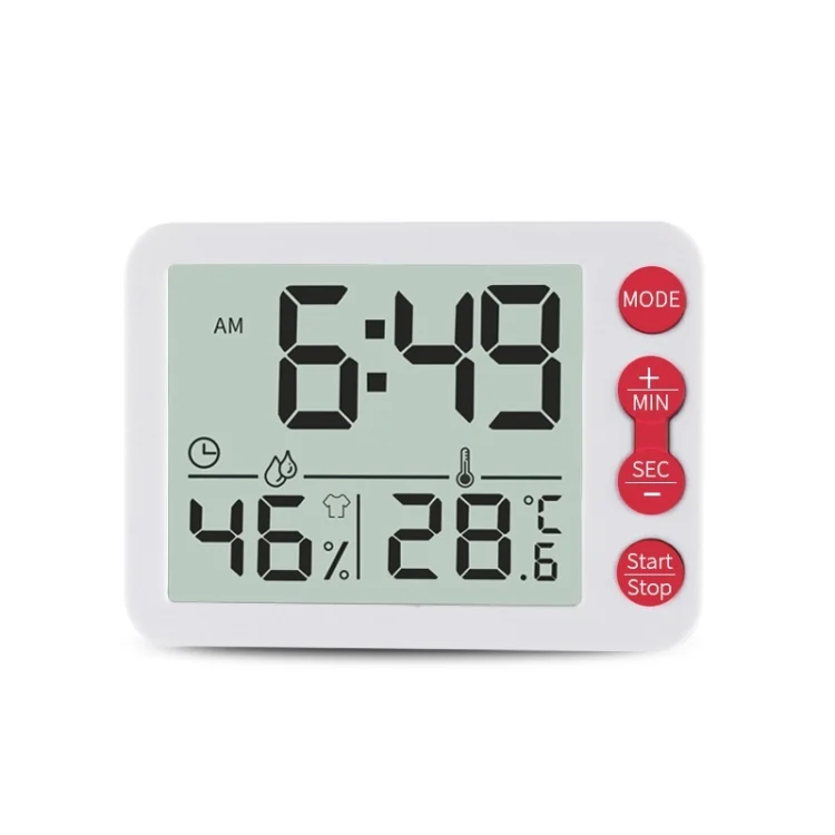 Multifunctional Indoor Thermometer And Hygrometer Large Screen Alarm Clock Kitchen Electronic Countdown Timer