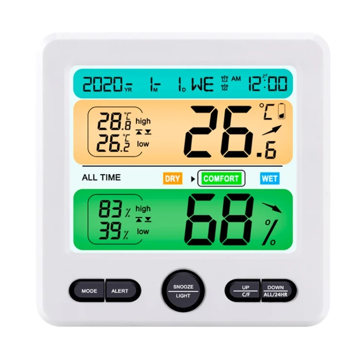 Indoor Color Digital Display Thermometer & Hygrometer Household Large-Screen Electronic Clock