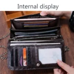 Ladies Snake Texture Print Clutch Bag Long Crossbody Bag With Chain - Image 4