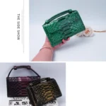 Ladies Snake Texture Print Clutch Bag Long Crossbody Bag With Chain - Image 6