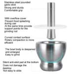 Kitchen 304 Stainless Steel Garlic Masher Spice Bean Nut Grinder - Image 3