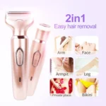 SONAX PRO SN-8977 Ladies Shaver 2 In 1 Washable USB Charging Hair Removal Device - Image 3
