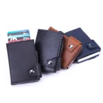 Anti-Theft Aluminum Alloy Coin Purse RFID Anti-Degaussing Automatic Pop-Up PU Bank Card Bag - Image 2
