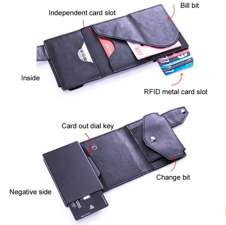 TBD0572196901_B3.webp Anti-Theft Aluminum Alloy Coin Purse RFID Anti-Degaussing Automatic Pop-Up PU Bank Card Bag - Image 4