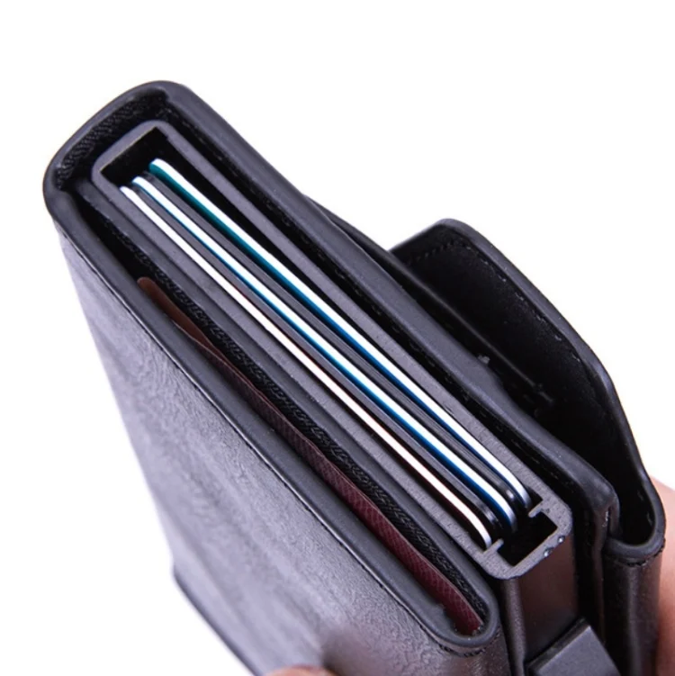 TBD0572196901_B4.webp Anti-Theft Aluminum Alloy Coin Purse RFID Anti-Degaussing Automatic Pop-Up PU Bank Card Bag - Image 5