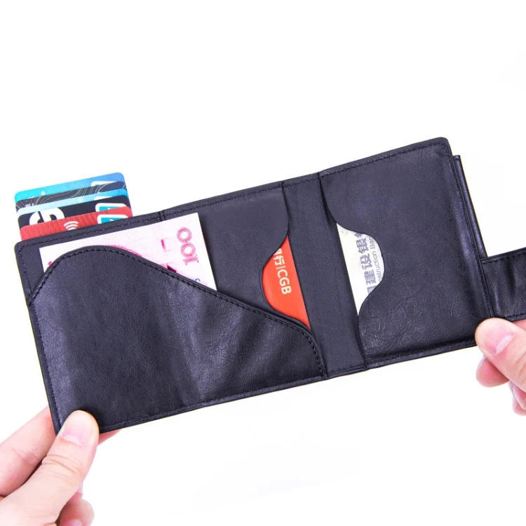 TBD0572196901_B6.webp Anti-Theft Aluminum Alloy Coin Purse RFID Anti-Degaussing Automatic Pop-Up PU Bank Card Bag - Image 7