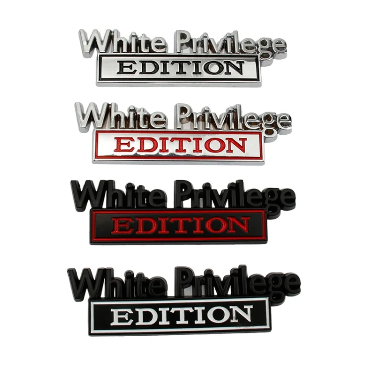 TBD0572200201_B1.webp 2 PCS Car Metal Leaf Board Car Logo White Privilege Edition Modified Car Body Sticker Sign - Image 2