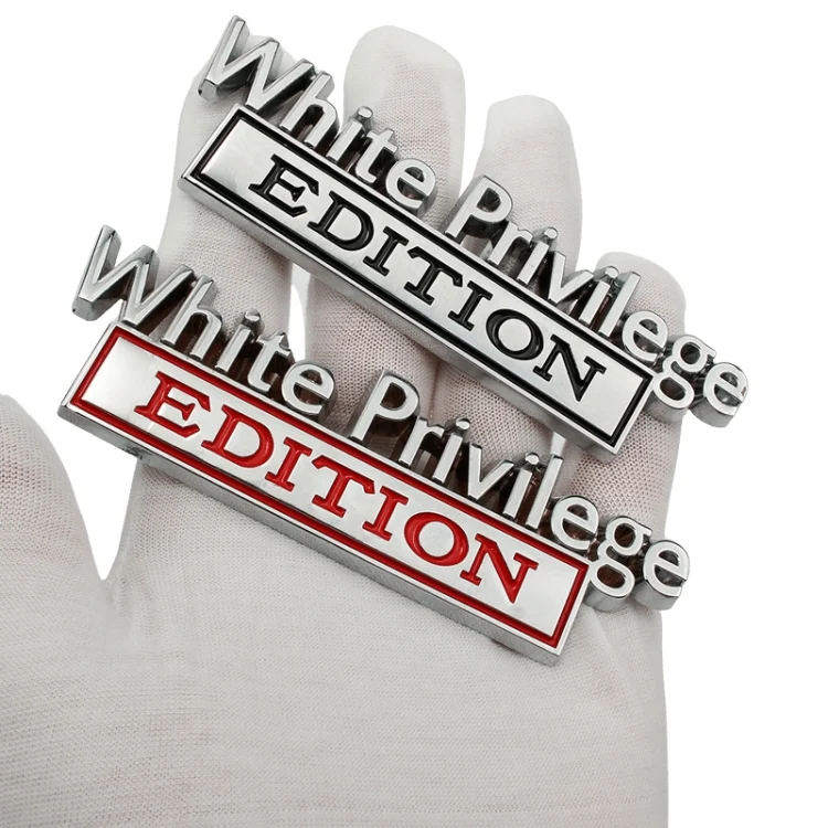 TBD0572200201_B3.webp 2 PCS Car Metal Leaf Board Car Logo White Privilege Edition Modified Car Body Sticker Sign - Image 4