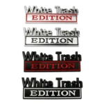 2 PCS Car Metal Modification Standard White Trash Edition Car Label Stickers - Image 2