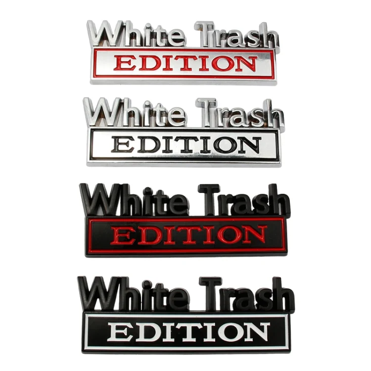 TBD0572200801_B1.webp 2 PCS Car Metal Modification Standard White Trash Edition Car Label Stickers - Image 2