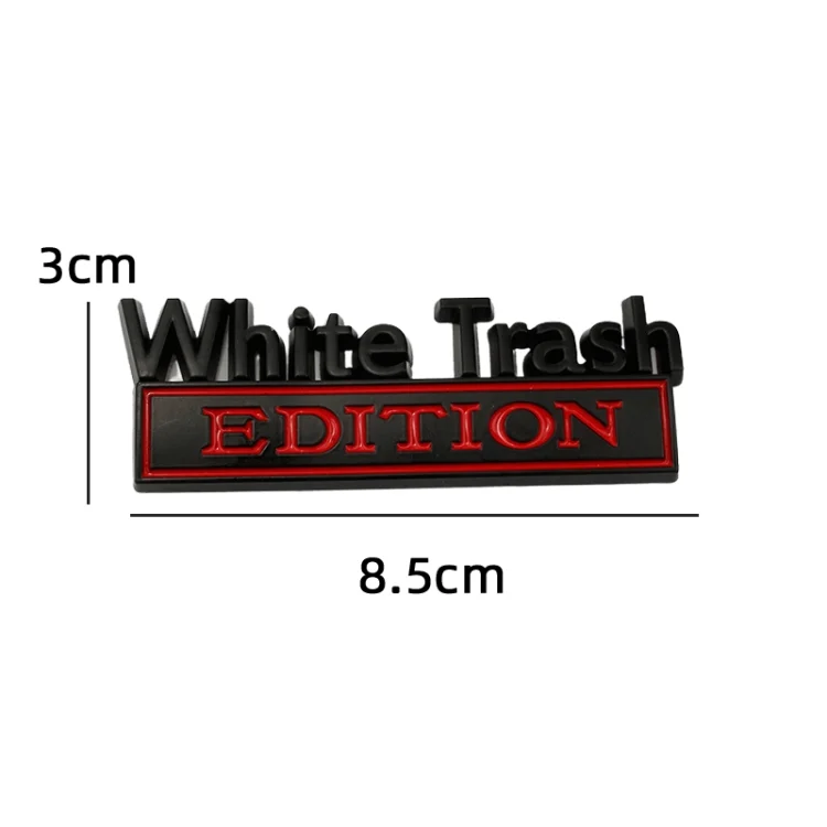 TBD0572200801_B2.webp 2 PCS Car Metal Modification Standard White Trash Edition Car Label Stickers - Image 3