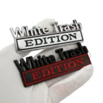 2 PCS Car Metal Modification Standard White Trash Edition Car Label Stickers - Image 4