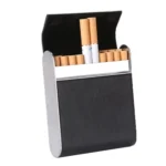 Men Metal Fiber Leather Magnetic Buckle Cigarette Case
