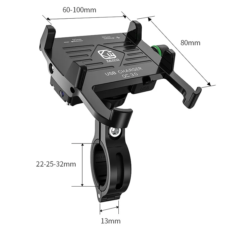 TBD0572215801_B2.webp Kewig M6-S 12V Motorcycle Waterproof Aluminum Alloy Mobile Phone Bracket With QC3.0 Fast Charging - Image 3