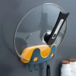 Exhaust Hole Two-Color Pot Cover With Hook Multi-Function Storage Shelf - Image 7