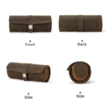 Contacts Family CF1117B 3 Watch Positions Leather Watch Box Round Buckle Outdoor Travel Watch Storage Box - Image 4