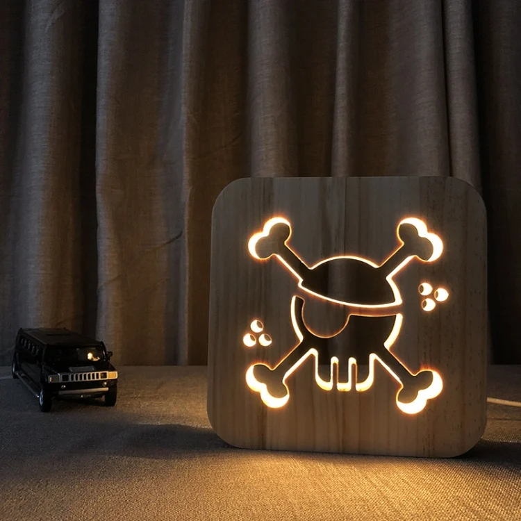 TBD0572239701A.webp FS-T1875W 2.5W Pirate Shape Solid Wood Table Lamp LED Night Light - Image 1