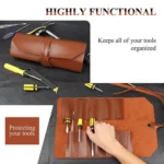CL97 Multi-Function Toolkit Bundled Leather Tool Bag Double Thickened Two-Purpose Wrench Bag - Image 4