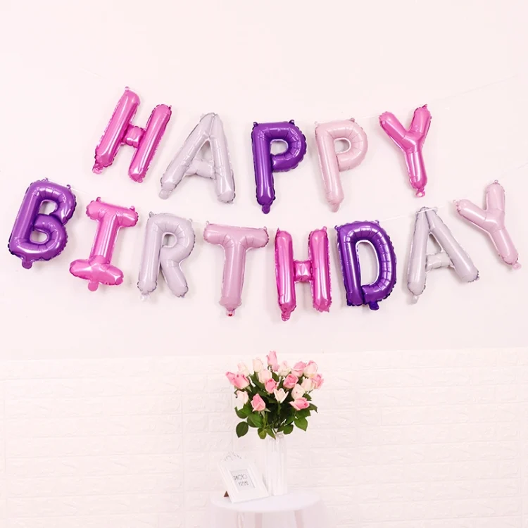 2 PCS 16 Inch Happy Birthday Letter Aluminum Film Balloon Birthday Party Decoration Specification: