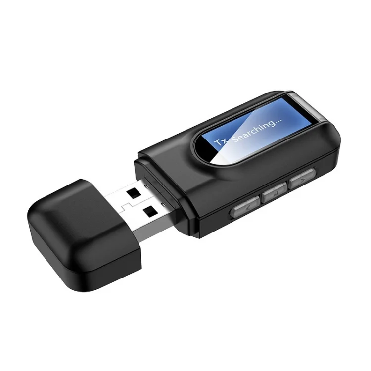 TBD05722733.webp T11 2 In 1 USB Bluetooth 5.0 Transmitter And Receiver Audio Adapter With LCD Screen(Black) - Image 1