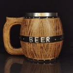 Stainless Steel Wooden Barrel Beer Mug Large Capacity Wine Barrel Cup Personalized Bar Supplies - Image 2