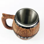 Stainless Steel Wooden Barrel Beer Mug Large Capacity Wine Barrel Cup Personalized Bar Supplies - Image 3