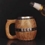 Stainless Steel Wooden Barrel Beer Mug Large Capacity Wine Barrel Cup Personalized Bar Supplies - Image 7