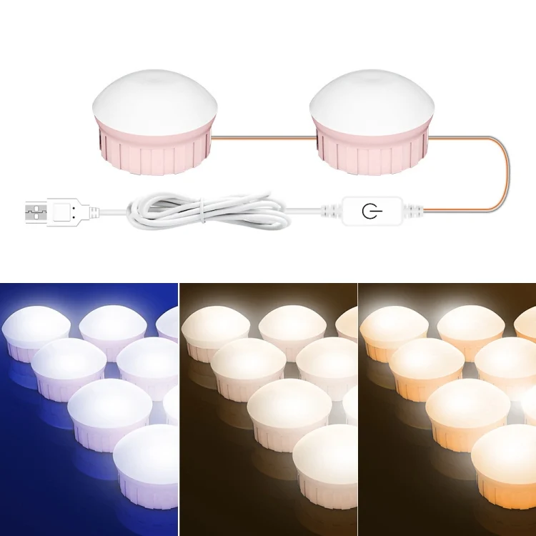 Cosmetic Room Bathroom Mirror Front Light USB Three-Color Dimming Light