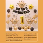 Black Gold Birthday Party Balloon Pull Flag Set - Image 5