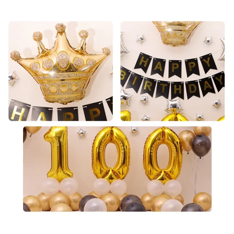 TBD0572615301_B1.webp Black Gold Birthday Party Balloon Pull Flag Set - Image 2