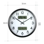 13 Inch Dual-screen LED Display Wall Clock Living Room Temperature And Humidity Calendar Multi-function Clock - Image 3