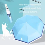 Small Fresh Three-Fold Automatic Black Rubber Sunscreen Umbrella Cartoon Cat Sunny Rain Umbrella - Image 6
