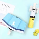 Small Fresh Three-Fold Automatic Black Rubber Sunscreen Umbrella Cartoon Cat Sunny Rain Umbrella - Image 7