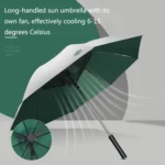 9033 Sun and Rain Dual-purpose Umbrella Multi-function Fan Titanium Silver Glue Sunscreen and UV Protection Long Handle Umbrella - Image 6