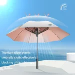 9033 Sun and Rain Dual-purpose Umbrella Multi-function Fan Titanium Silver Glue Sunscreen and UV Protection Long Handle Umbrella - Image 7