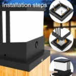 Solar Outdoor Waterproof Column Head Lamp Courtyard Landscape Lamp - Image 6