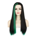 Fashion Medium Haircut Side Bangs Highlight Color Long Straight Wig