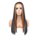 Women Medium Haircut Bleaching And Dyeing Long Straight Wigs