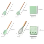 KU349 13 In 1 Storage Barreled Wooden Handle Silicone Kitchenware Set Non-Stick Cooking Spoon Shovel Kitchen Rack - Image 3