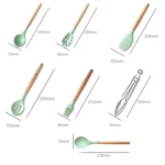 KU349 13 In 1 Storage Barreled Wooden Handle Silicone Kitchenware Set Non-Stick Cooking Spoon Shovel Kitchen Rack - Image 4
