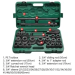 26 PCS / Set Hexagonal Heavy-Duty Socket Auto Repair Socket Wrench - Image 3