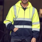 Reflective Hooded Zipper Sweatshirt Outdoor Sports Fleece Reflective Clothing - Image 8